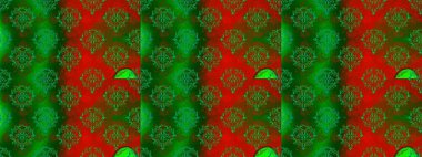 Çiçekli ipek eşarp. El çizimi çiçek unsurları olan soyut, dikişsiz raster deseni. 1950-1960 motifleri. Retro tekstil tasarım koleksiyonu. Yeşil, kırmızı ve kahverengi yeşil, kırmızı ve kahverengi.