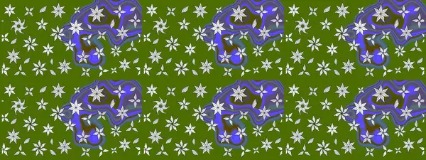 Çiçekli eskiz çizimi. Düz Çiçek Elementleri Tasarımı. Renkli Yaz Temalı eskiz kalıbı. Yeşil renkte çiçekler.