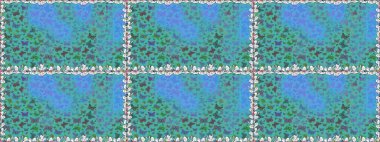 Raster illüstrasyonu. Mavi arka planda kelebek deseni var. Kumaş, Tekstil, Yazdırma ve Davetiye için arkaplan.