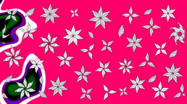 Çiçeksel çizim kalıbının yansıması. Vadinin çiçekleri morumsu renklerde.