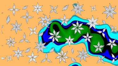 Zentangle soyut çiçekleri. Renkli Bahar Teması eskiz kalıbı. Karalama çiçeği. Raster illüstrasyonu. Güzel kumaş deseni. Düz Çiçek Elementleri Tasarımı.