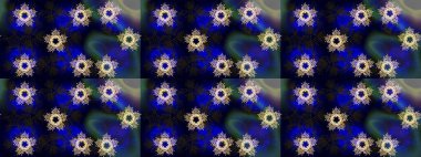 Kar Tanesi Simgesi. Raster illüstrasyonu. Kar taneleri mavi, siyah ve gri renklerde izole edilmiş. Raster illüstrasyonu.