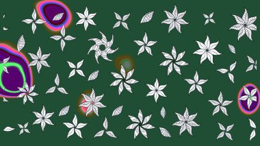 Suluboya çizim kalıbı. Çiçekler suluboya tarzında yeşil renkte. Çiçek izi.