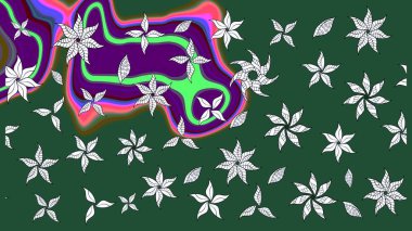 Yeşil renkli çiçekler. Raster düz çiçek çizim deseni. Tasarım hediye paketi, tebrik kartları, posterler ve afiş tasarımı.