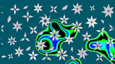 Soyut etnik raster çizim kalıbı. Arkaplan dokusu, duvar kağıdı, mavi renkli çiçek teması. Kabile sanatı boho baskısı, klasik çiçek arkaplanı.