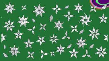 Arkaplan dokusu, duvar kağıdı, yeşil renkli çiçek teması. Soyut etnik raster çizim kalıbı. Kabile sanatı boho baskısı, klasik çiçek arkaplanı.