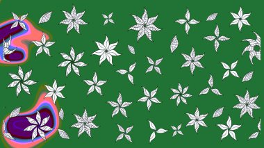 Düz Çiçek Elementleri Tasarımı. Çiçek desenli eskiz, yaz çiçekleri. Yeşil renkli çiçekler. Renkli Bahar Teması çizim şablonu.