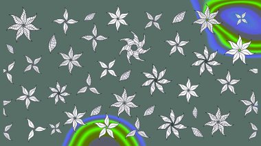 Tarafsız renklerde etnik çiçeklerle süslenmiş zarif bir eskiz. Raster Çiçek İllüstrasyon Şirin Tekstil.