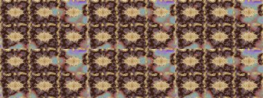 Süslü dekorasyon. Raster illüstrasyonu. Damask altın soyut çiçek deseni kahverengi renkler üzerine çizim.