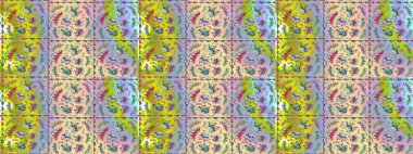 Güzel kumaş deseni. Renkli Bahar Teması eskiz kalıbı. Düz Çiçek Elementleri Tasarımı. Raster illüstrasyonunda çiçek deseni çizimi.