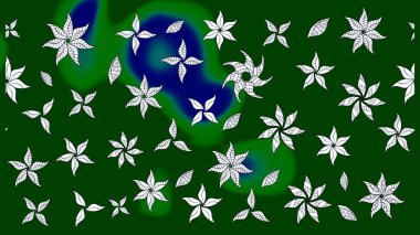 Miles Fleur, süslü püslü bir süs. Tomurcukları papatya çiçekleri olan sevimli bir çiçek deseni. Eskiz geçmişi. Eski usul. Raster illüstrasyonu. Kumaş, tekstil ve duvar kağıdı baskısı için..