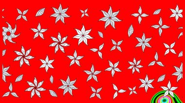 Kibarca, kırmızı renkte bahar çiçekleri. Çiçekli karalama şeklinde Raster çiçek deseni. Raster illüstrasyonu.