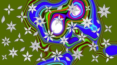 Yeşil renklerde. Raster illüstrasyonu. Taslak dekoratif arka plan, çiçek mandala. Çiçek..