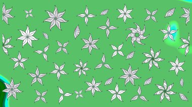 Hint süsü. Raster illüstrasyonu. Yeşil renklerde. Çiçek duvar kağıdı. Renkli süs kenarı. Çizim deseni.