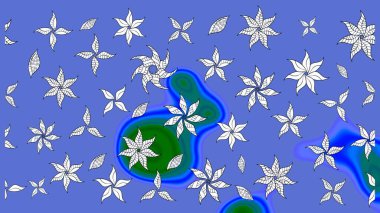 Raster illüstrasyonu. Renkli Bahar Teması eskiz kalıbı. Düz Çiçek Elementleri Tasarımı. Mavi renkte zarif çiçek buketi suluboya.