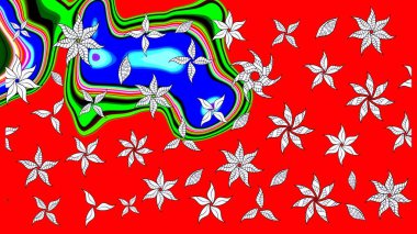 Çiçek deseni. Düz Çiçek Elementleri Tasarımı. Raster güzel kumaş deseni çiziyor. Renkli Bahar Teması çizim şablonu.