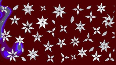 El çizimi. Çiçekli eskiz deseni. Suluboya çizimi. Kırmızı renkte çiçekler.