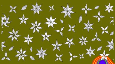 Çiçekli yaz çiçekleri. Küçük çiçekte güzel bir desen. Küçük renkli çiçekler. Moda baskıları için zarif bir şablon. Motley illüstrasyonu. Çizim.