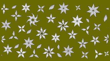 Raster illüstrasyonu. Raster deseni. Patlayan çiçekler soyut olarak yerleştirilmiş. Yumuşak, bahar çiçekleri kahverengi renklerde.