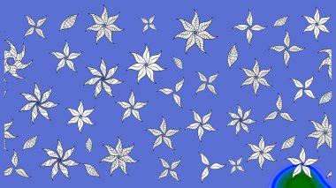 Raster deseni. Raster illüstrasyonu. Yumuşak, mavi renkte yaz çiçekleri. Küçük çiçekte sevimli çiçek deseni var..