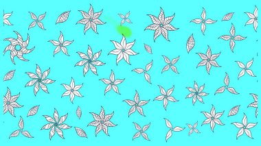 Soyut etnik raster çizim kalıbı. Vadinin mavi renkli çiçekleri. Çiçekler..