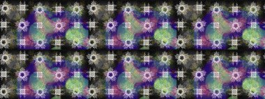 Mavi, nötr ve gri renklerde altın elementlerle Raster eskiz deseni. Tasarım için Damask çizim deseni.