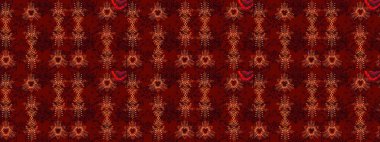 Kar tanelerinin soyut arkaplanlı Noel şablonu. Kırmızı, siyah ve kahverengi kar taneleri. Raster illüstrasyonu. Noel ve Yeni Yıl moda baskıları için tatil tasarımı.