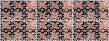 Tekstil tasarımı için gri renkli geleneksel halk çiçekleri buketi. Çiçeksiz desenli nakış işlemeli gelincikler ve vadi zambaklarıyla.