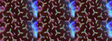 Renkli arka planda izole tatlı kar taneleri. Kahverengi, mor ve menekşe rengi ve kar taneleri. Raster illüstrasyonu.