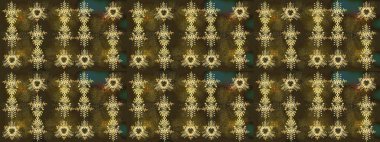 Dallı bahar çiçekleriyle desen, kahverengi, gri ve yeşil renkler ve çiçek silueti. Raster deseni.