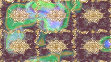 Kahverengi renklerde altın elementler. Geleneksel klasik Raster altın eskiz modeli. Barok tarzında eskiz doğulu süsü..