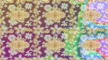 Oriental raster klasik nötr ve altın desenli. Raster illüstrasyonu. Soyut arkaplan çizimi.