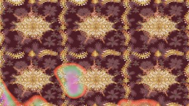 Kahverengi renklerde ve altın elementlerle geleneksel altın sarısı desen. Barok tarzında eskiz doğulu süsü..