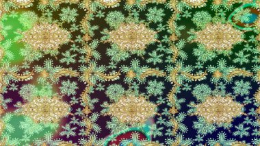 Yeşil renkli altın kar taneleri. Kış kar dokusu duvar kağıdı. Sembol bayramı, yeni yıl kutlamaları, altın desenler. Noel Altın Kar Tanesi çizim kalıbı.