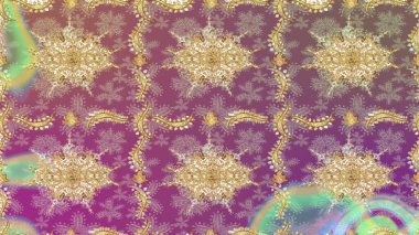 Barok tarzında eskiz oryantal süsü. Raster geleneksel altın çizim deseni mor renkler üzerine.