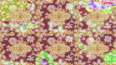 Davetiyeler, kartlar, web sayfası için Raster illüstrasyon. Bej renklerde altın element. Doğu tarzı element. Altın desenli çiçek dekoru. Tasarım şablonu için çizgi çizimi sınırı.