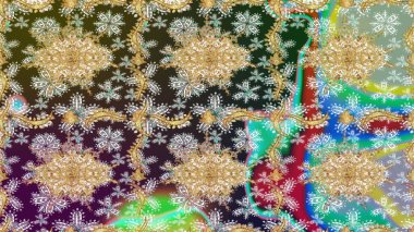 Raster oryantal süs. Altın elementlerle nötr renklerde altın desen. Altın deseni çiz.