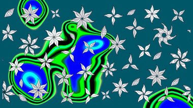 Mavi renkli çiçekler. Raster illüstrasyonunda çiçek deseni çizimi.