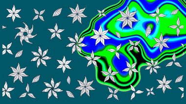 Raster illüstrasyonu. Çizim çiçek deseni duvar kâğıdı olarak kullanılabilir. Mavi renkte çiçekler.