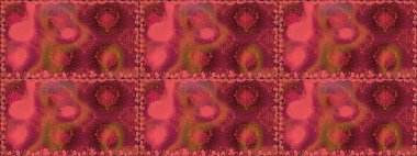 Raster illüstrasyonu. Kırmızı renkte çiçekler. Asya tekstil tarzında. Raster illüstrasyonu. Kusursuz çiçek deseni.