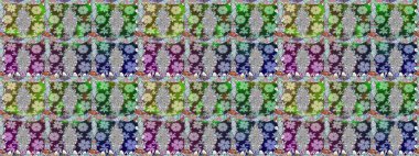 Yapraklı kusursuz desen. Şirin, zarif çiçekler Raster illüstrasyonu. Tekstil için figür. Poster ya da kapak için arka plan. Davetiye ve kartpostal tasarımı için dekoratif çiçek unsurları.