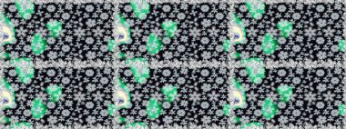 Raster düz çiçekleri pürüzsüz desen. Hediye ambalaj kağıdı, tebrik kartları, posterler ve pankart tasarımı. Siyah renkte çiçekler.