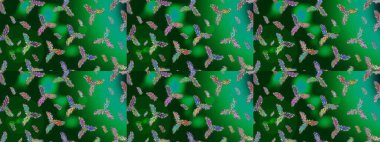 Kar taneleri arka planda. Renkli arka planda izole edilmiş kar tanelerinin düz tasarımı. Kar tanesi süsleme deseni. Raster illüstrasyonu. Kar taneleri deseni.