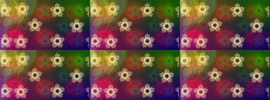 Yeşil, kahverengi ve mor renkler üzerine şirin soyut kar taneleri raster tasarımı. Düz kar karalama ikonları, yılbaşı afişi için kar taneleri silueti, kartlar. Yeni yıl kar tanesi.