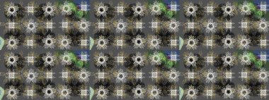 Gri, nötr ve yeşil renklerde kar tanesi süsü. Kar tanesi süsü Raster illüstrasyonu. Kar taneleri izole edildi. Güzel süs eşyası..