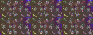 Raster kahverengi, gri ve mor kar tanelerinden izole edilmiş. Güzel bir kış süsü. Renkli kar taneleri Raster illüstrasyonu.