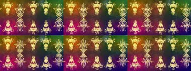 Mandalas 'ın dekoratif dokusu. Folk Style. Tekstil için Lacy Fashion Print. Lace Snowflakes 'in etnik kökü. Stilize Çiçekler. Raster illüstrasyonu. Kumaş veya Duvar Kağıdı için Tasarım.