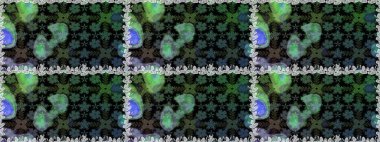 Yeşil renklerde. Raster illüstrasyonu. Çiçek buketleriyle klasik tarzda kusursuz desen.