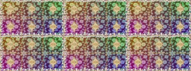 Altın elementlerle nötr renklerde altın desen. Arkaplan, kumaş, altın duvar kağıdı. Düz elle çizilmiş klasik koleksiyon. Raster altın pürüzsüz desen.