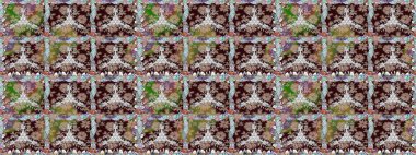 Çiçekler suluboya tarzında kahverengi renkte. Raster illüstrasyonunda kusursuz çiçek deseni.